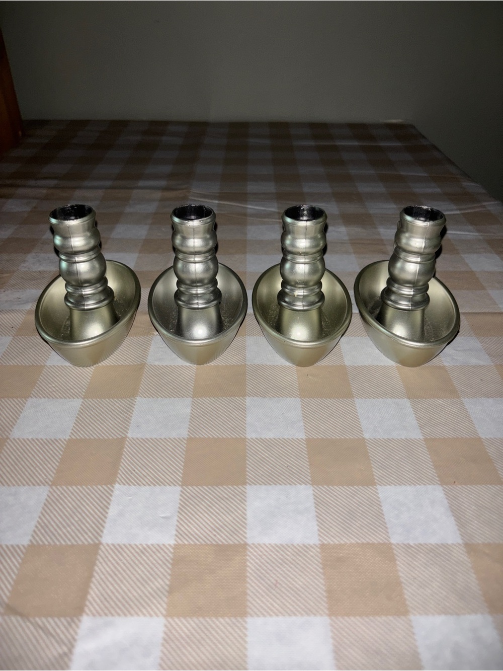 Plow & Hearth Gold-Tone Oval Base Candlestick Set